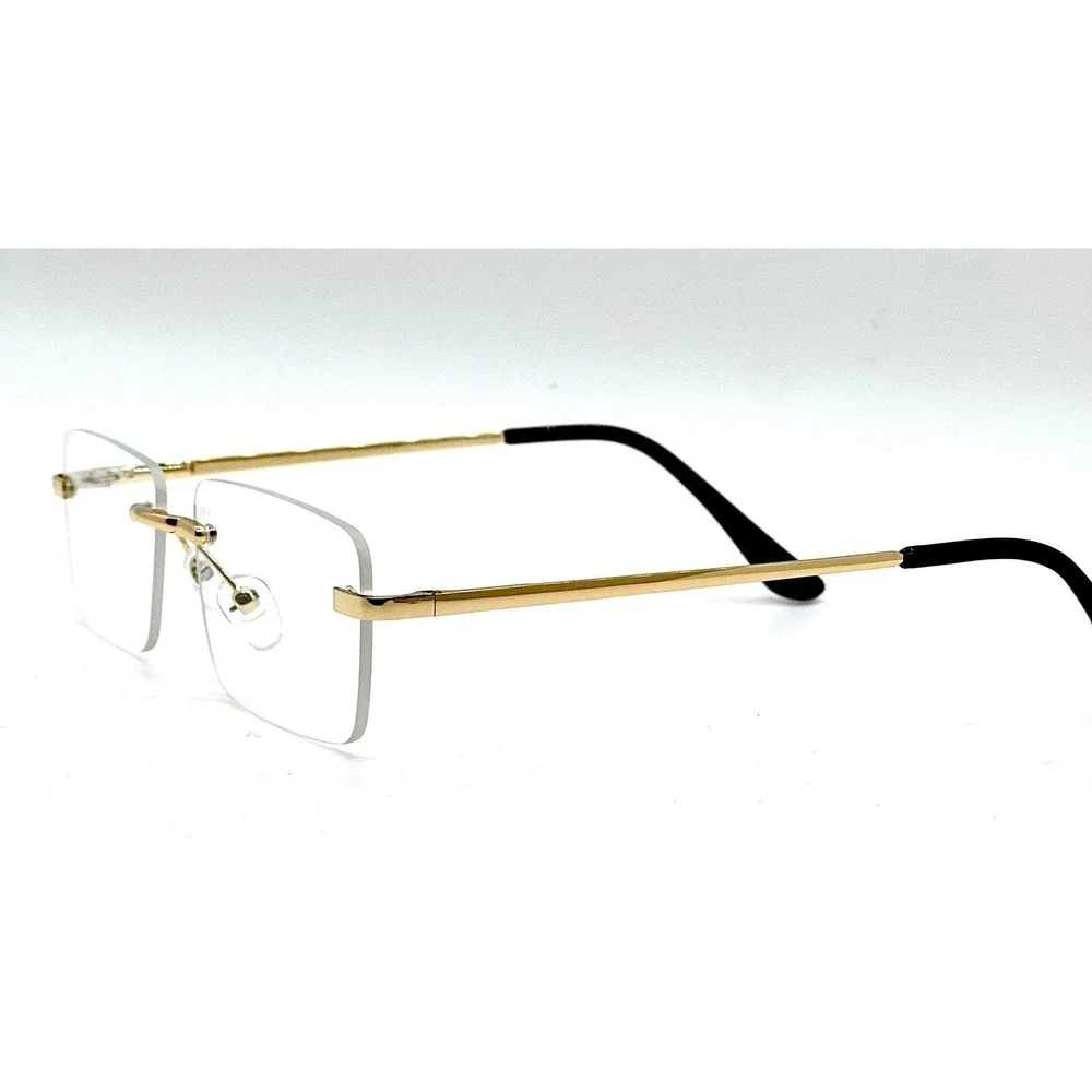 Women Sunglasses Fashion Rimless‎ Rectangle Gold Frame Clear Lens Hip Hop UV400